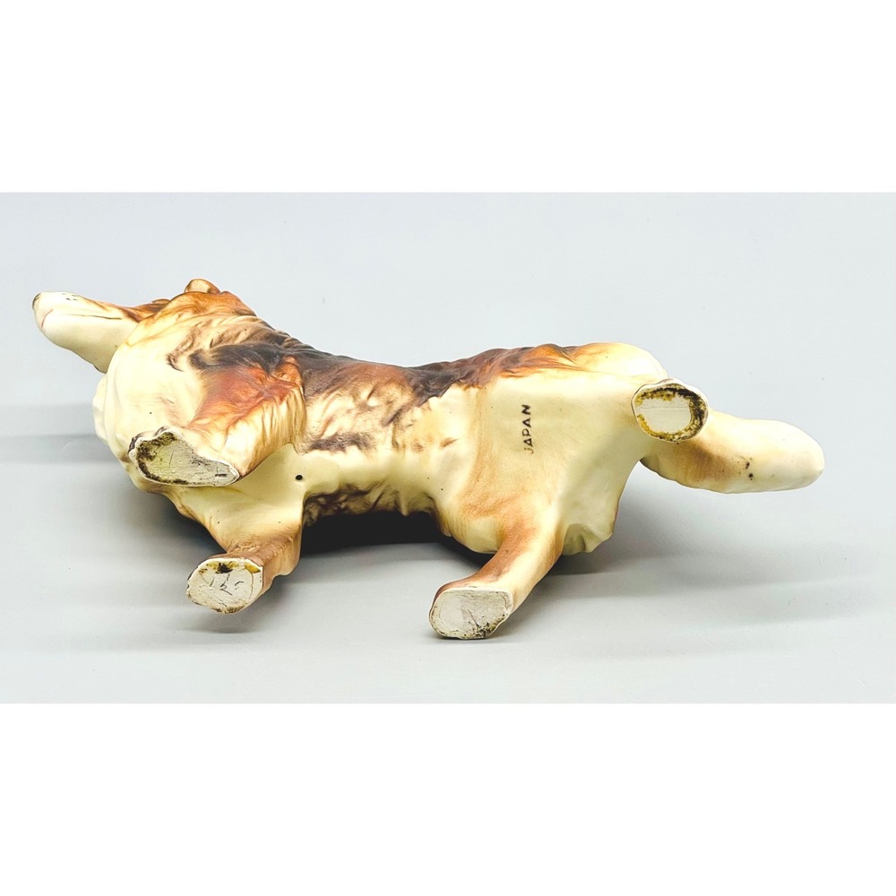 Collie Rough Coat Mother and Puppy Set Dog Figurine Brown Ceramic Japan - Picture 8 of 16